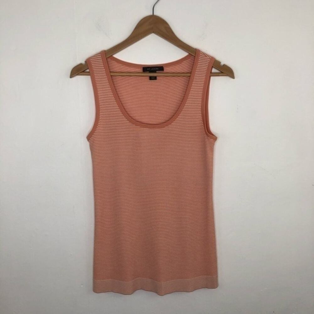 St. John Peach Striped Sleeveless Tank Top Size Medium
